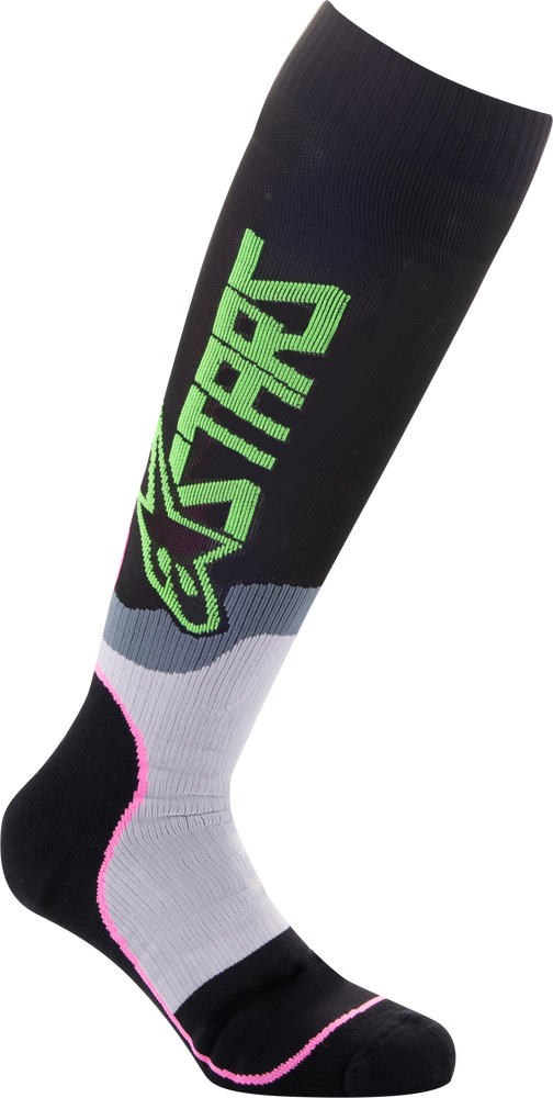 Alpinestars, Alpinestars Mx Plus-2 Socks Black/Green Neon/Pink Fluo