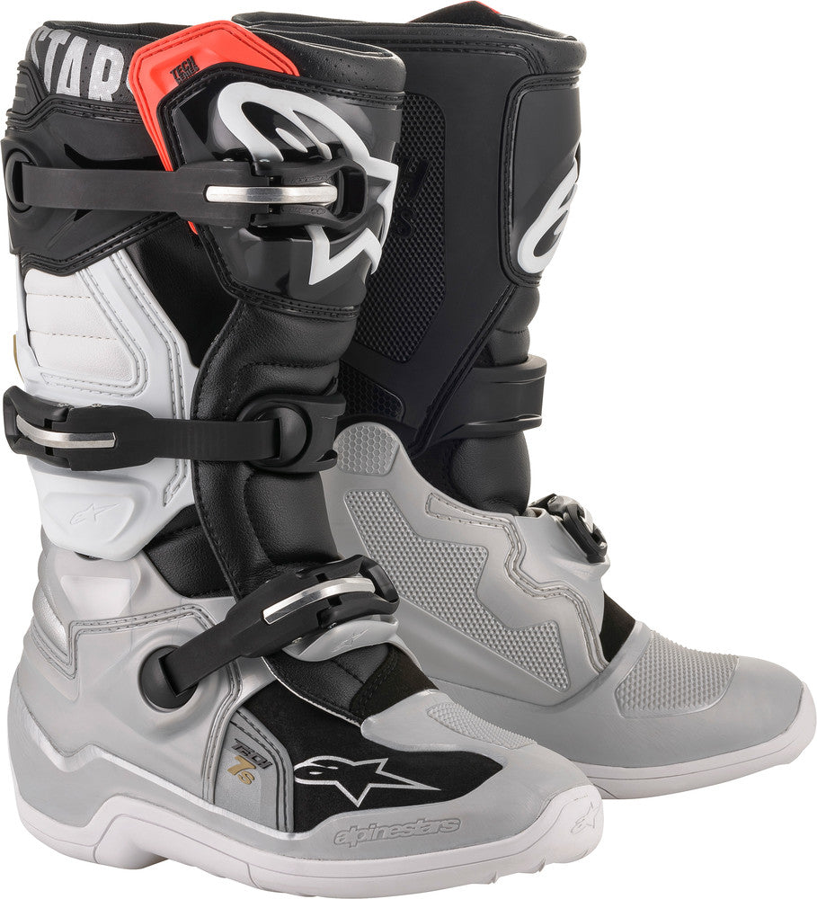 Alpinestars, Alpinestars Tech 7S Boots Black/Silver/White/Gold