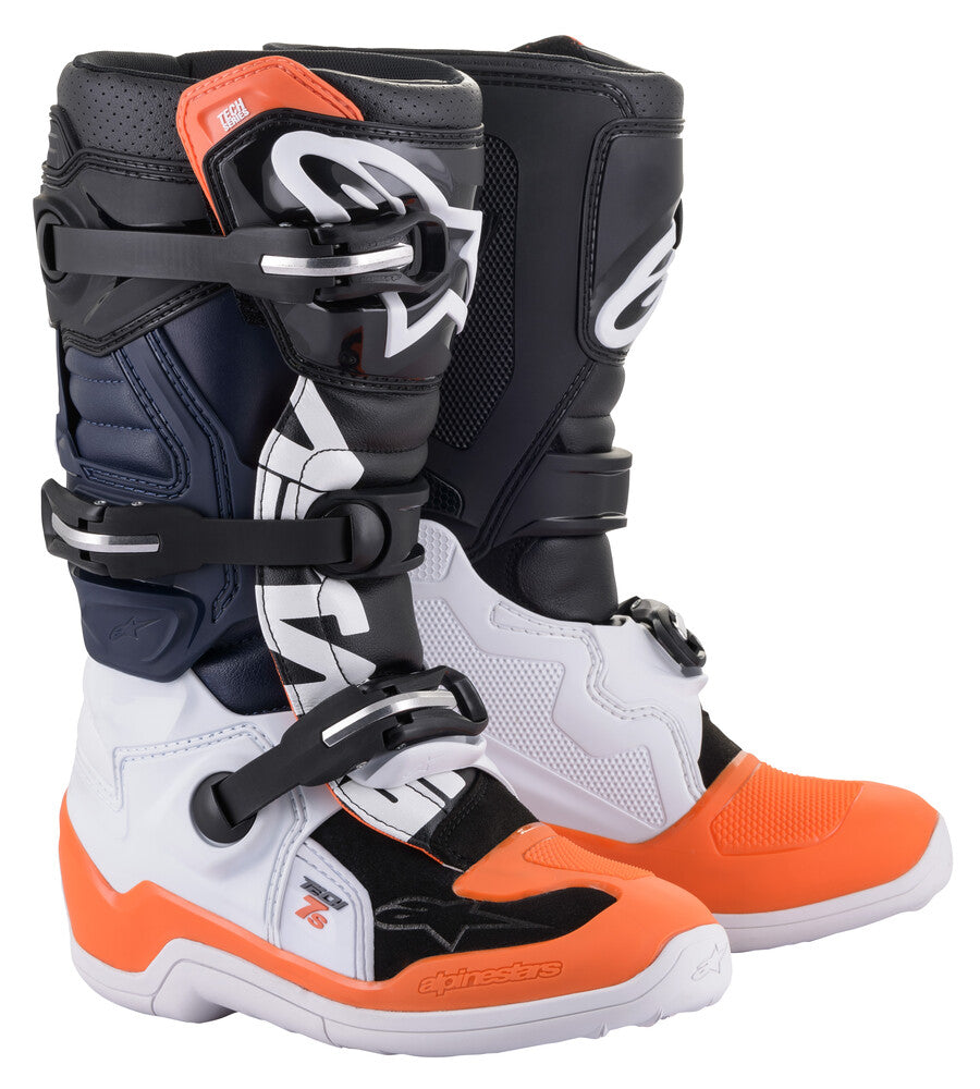 Alpinestars, Alpinestars Tech 7S Boots Black/White/ Orange Fluo