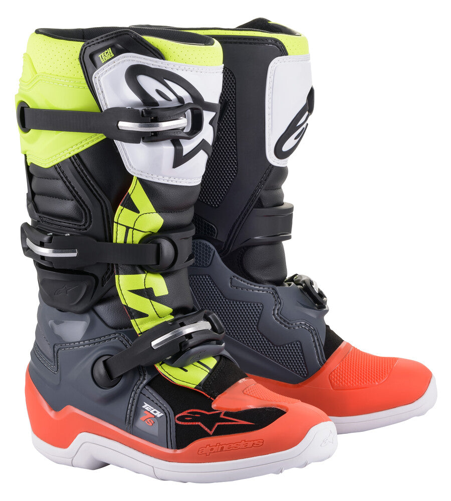 Alpinestars, Alpinestars Tech 7S Boots Dark Grey/ Red Fluo/Yellow Fluo