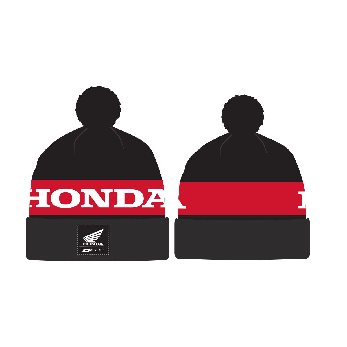 D'Cor, D'Cor Honda BEANIE STRIPE BLACK/RED - 70-129-1