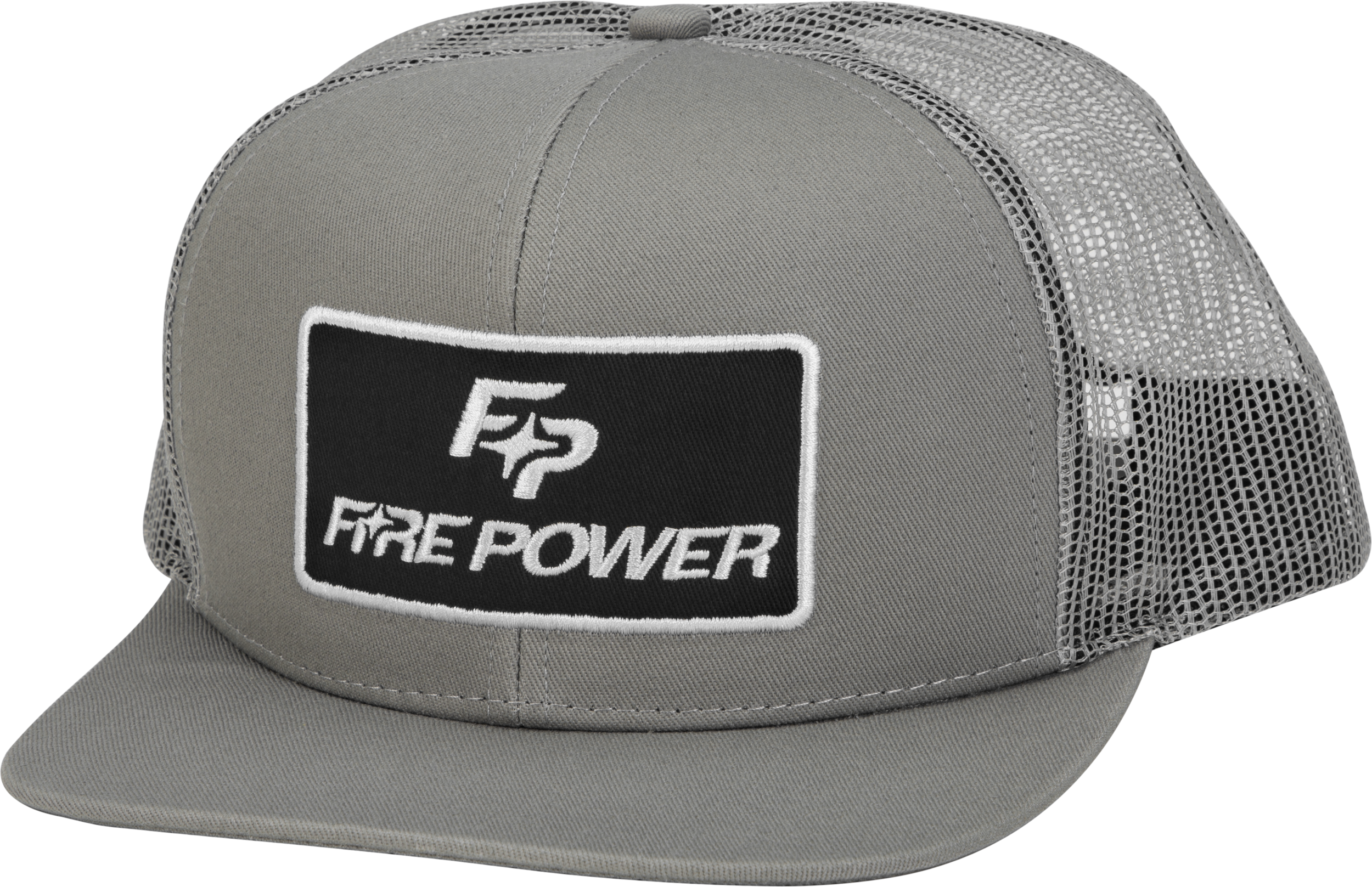 Fire Power, Fire Power Flat Bill Patch Hat Grey - 99-8106