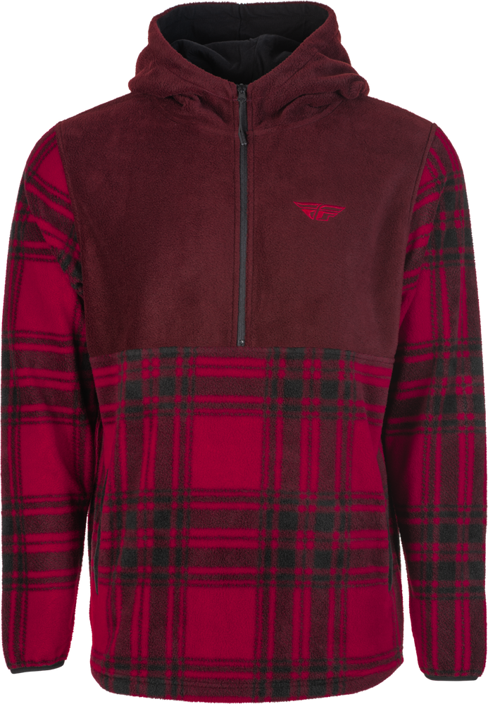 Fly Racing, Fly Racing Fly Half Zip Pullover Hoodie Red Plaid