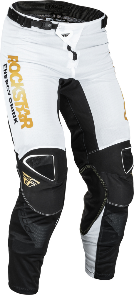 Fly Racing, Fly Racing Kinetic Rockstar Mesh Pants White/Black/Gold Mens