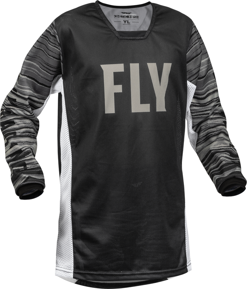 Fly Racing, Fly Racing Youth Kinetic Mesh Jersey Black/White/Grey - Youth