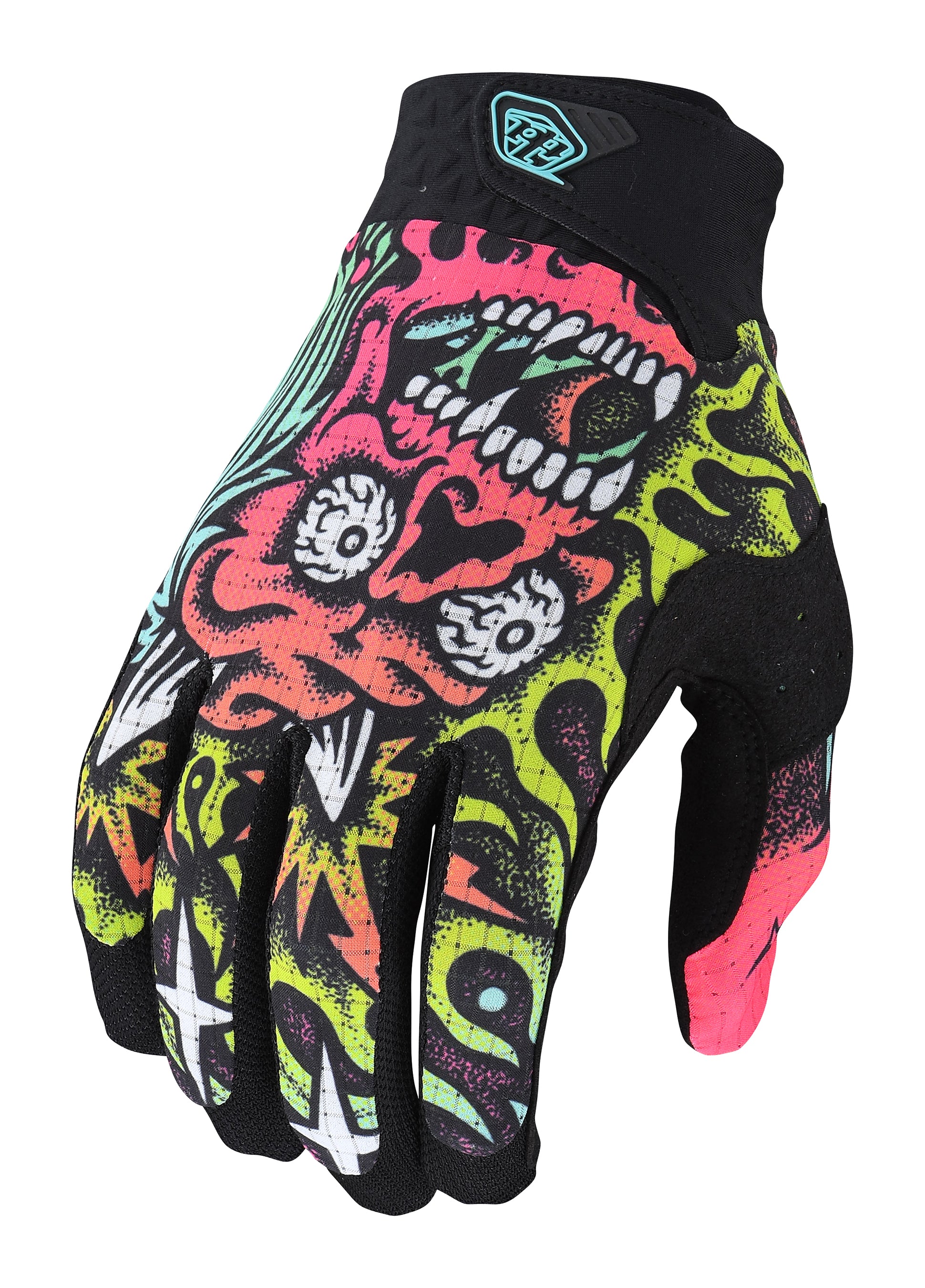 Troy Lee Designs, Troy Lee Designs AIR GLOVE; SKULL DEMON ORANGE / GREEN