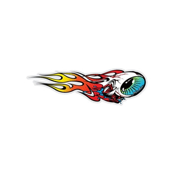 Troy Lee Designs, Troy Lee Designs FLAMING EYEBALL RIGHT STICKER; RED/YEL 4" x 1.2"