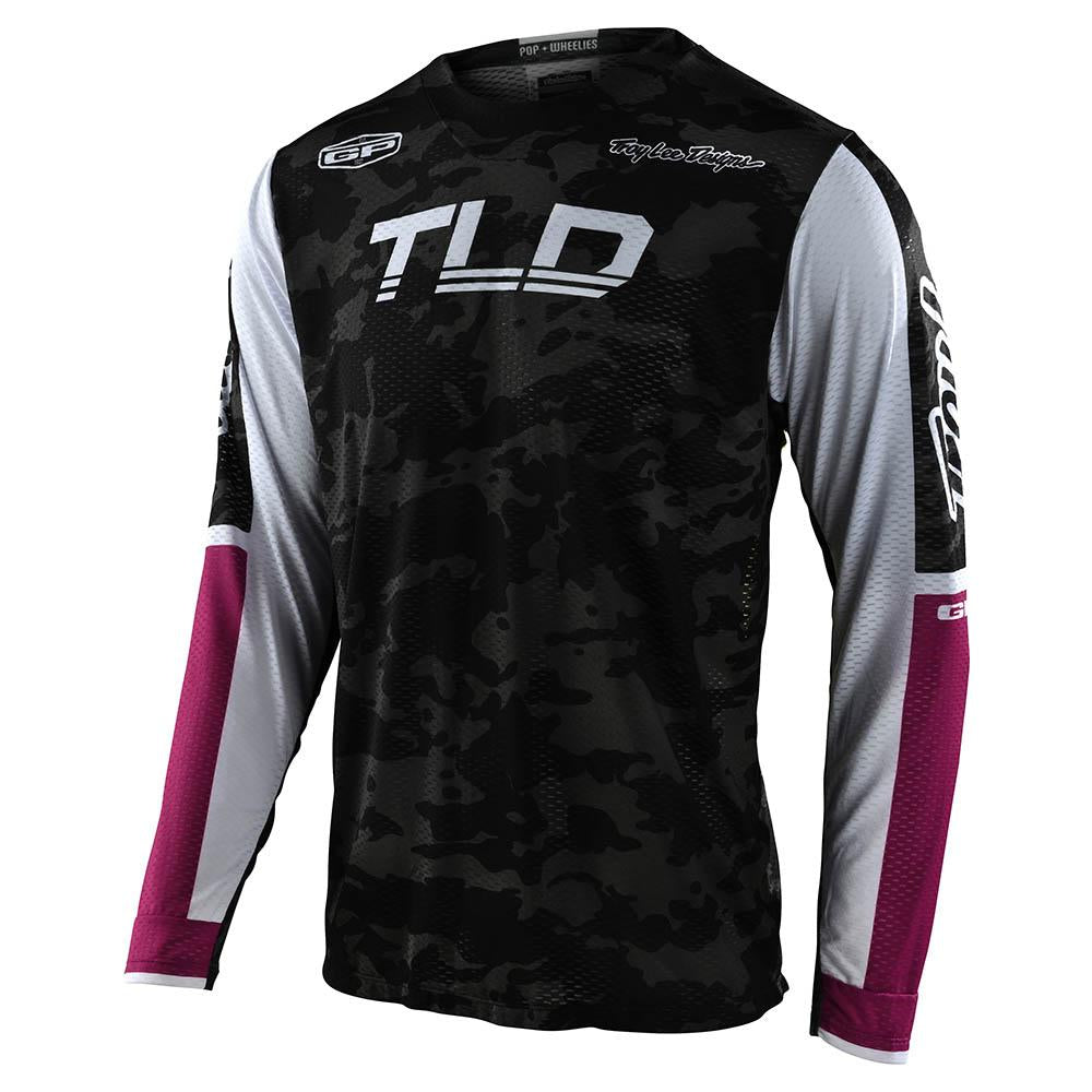 Troy Lee Designs, Troy Lee Designs GP AIR JERSEY; VELOCE CAMO BLACK / GLO GREEN