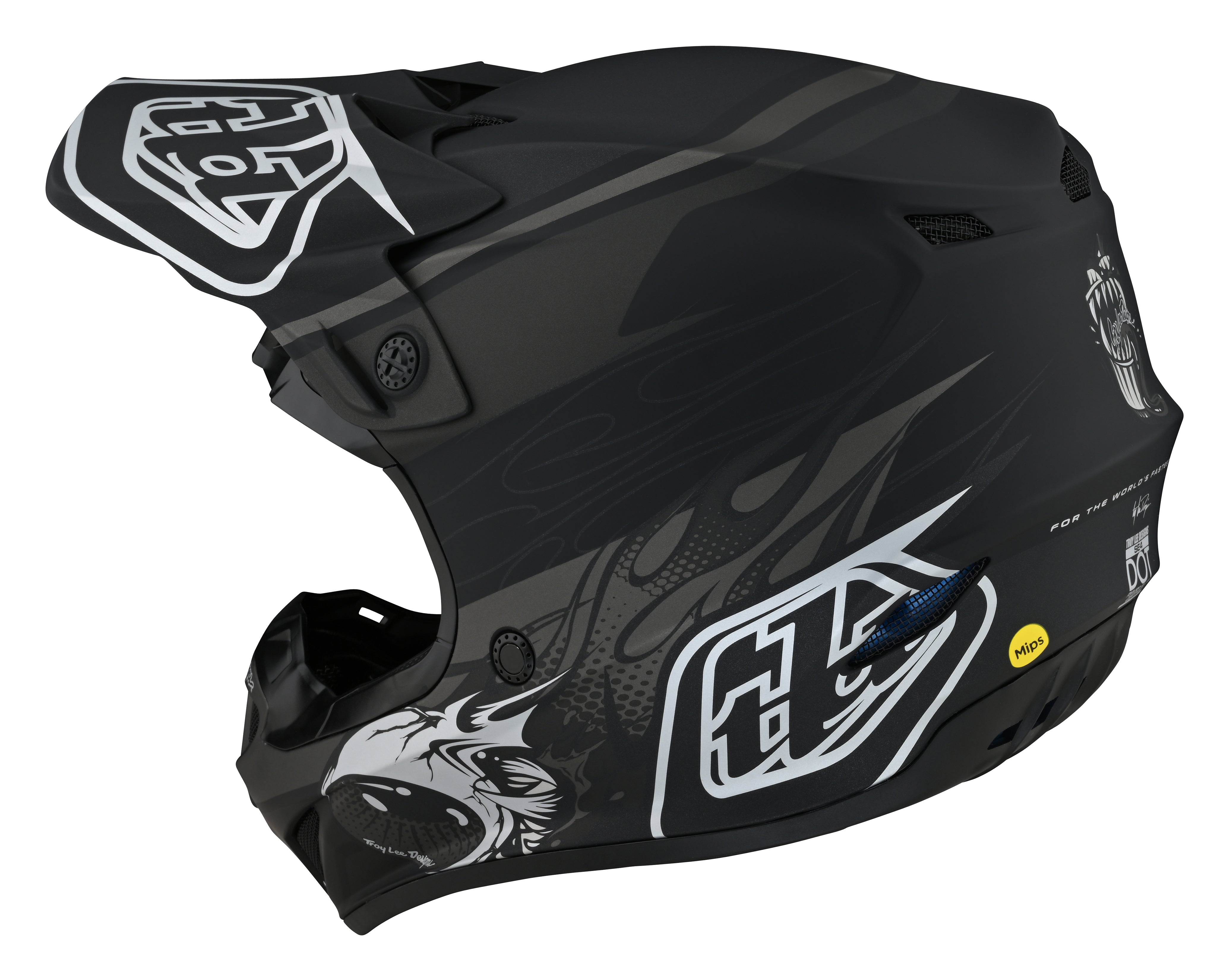 Troy Lee Designs, Troy Lee Designs Youth SE4 Polyacrylite Helmet Skooly Black