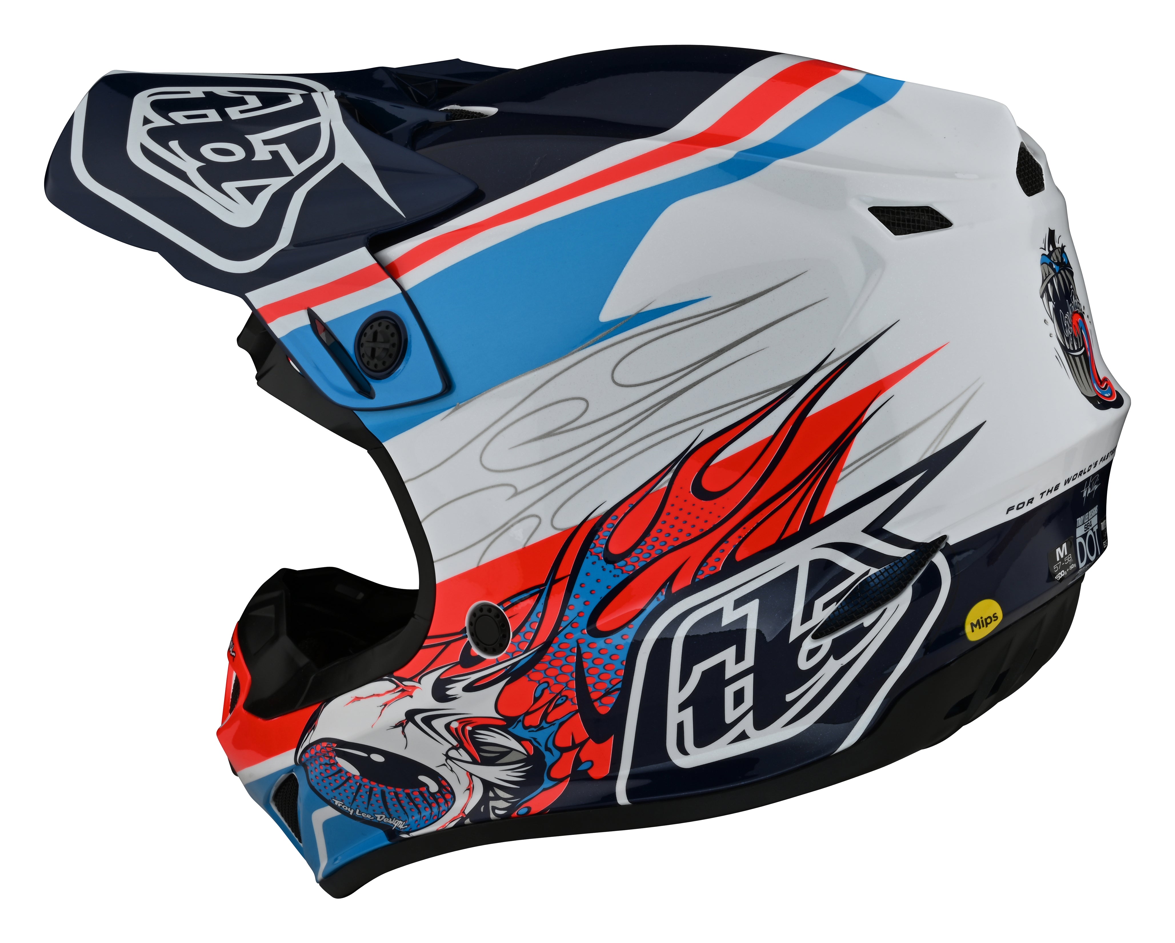 Troy Lee Designs, Troy Lee Designs Youth SE4 Polyacrylite Helmet Skooly Blue / Orange