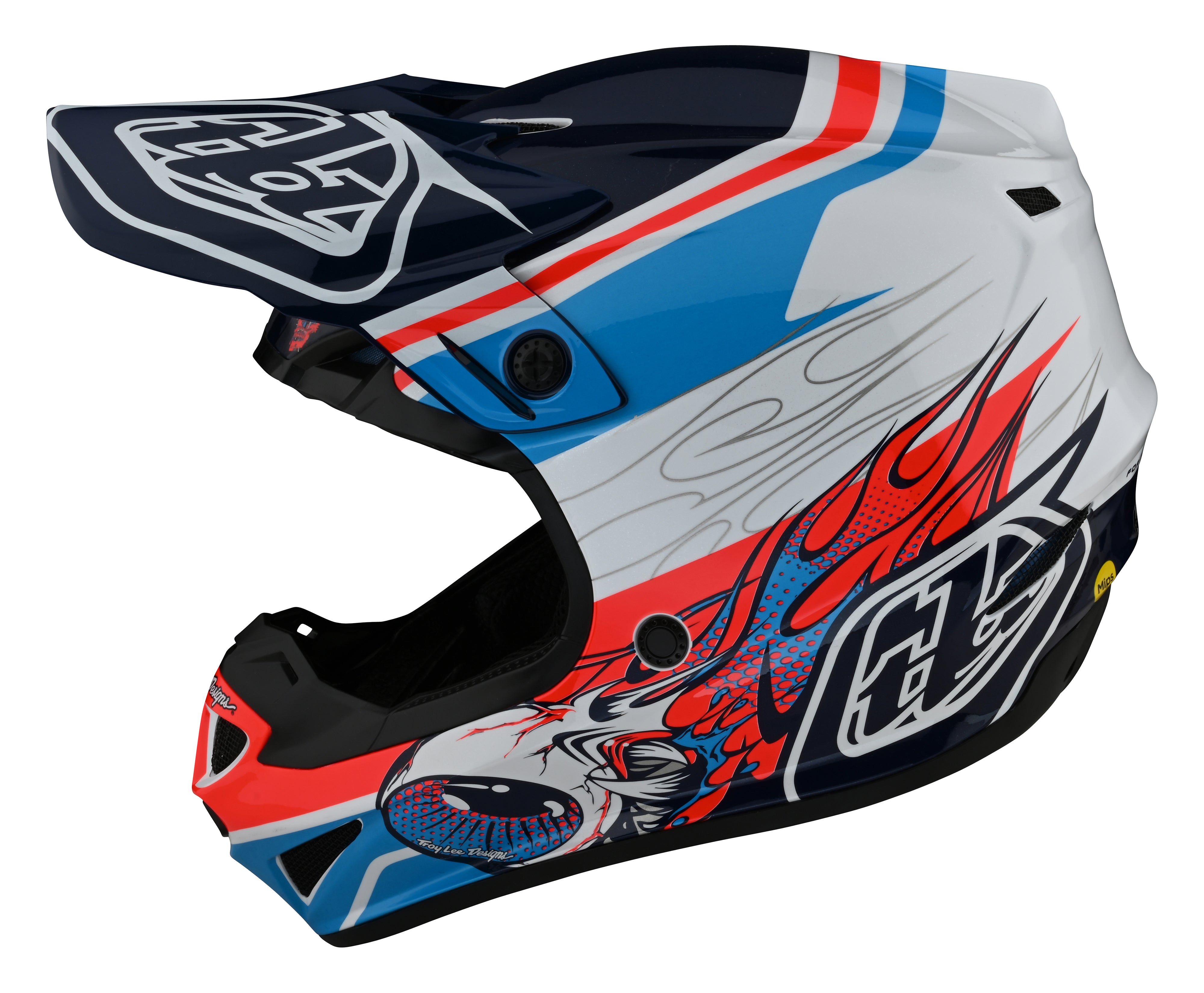 Troy Lee Designs, Troy Lee Designs Youth SE4 Polyacrylite Helmet Skooly Blue / Orange