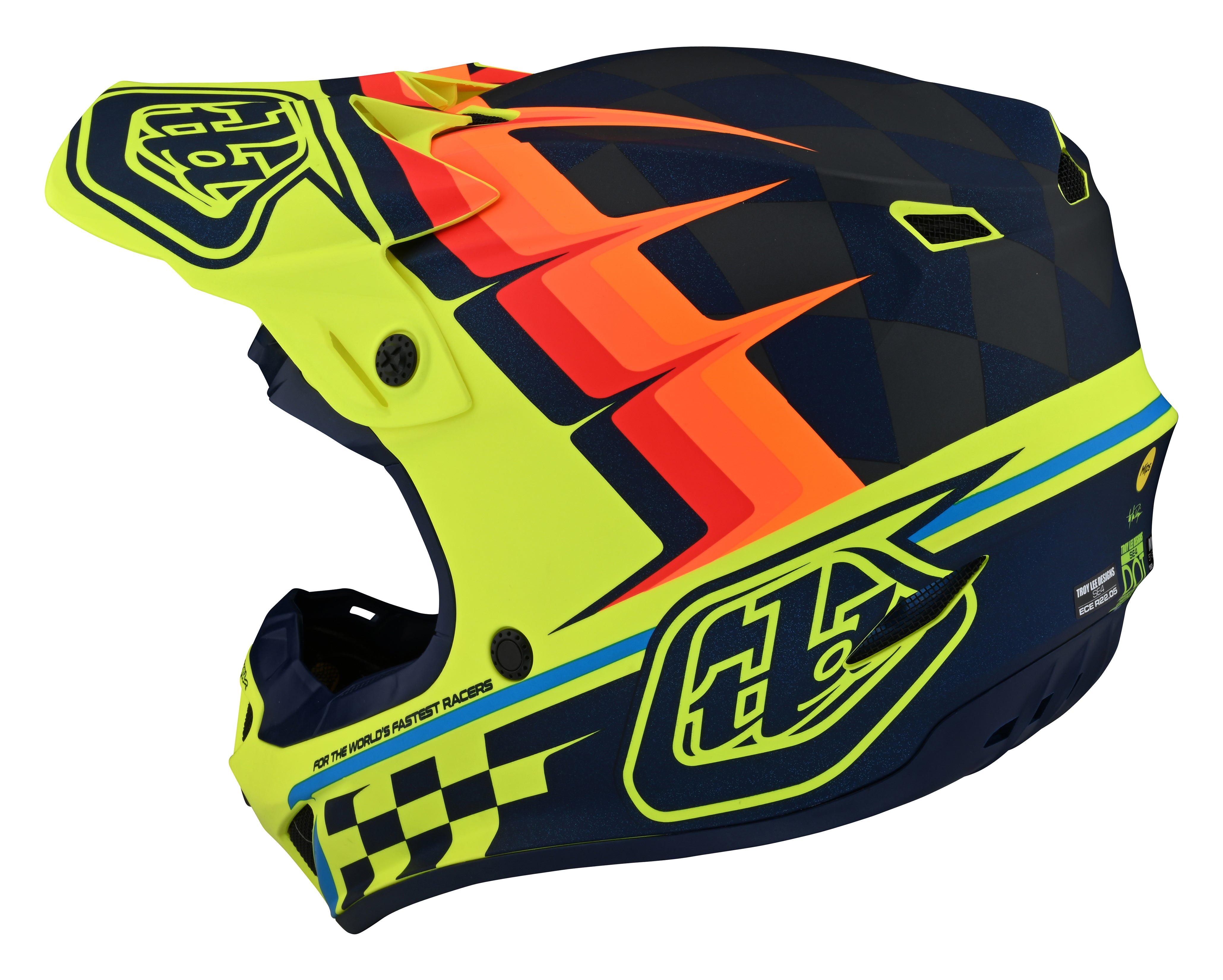 Troy Lee Designs, Troy Lee Designs Youth SE4 Polyacrylite Helmet Warped Yellow