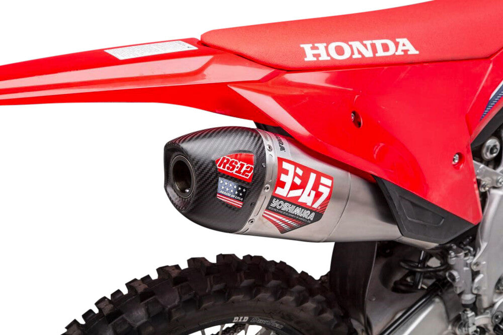 Yoshimura, Yoshimura RS-12 Stainless Slip-On Exhaust, w/ Stainless Muffler Honda CRF250R/RX 22-23 - 228452S320